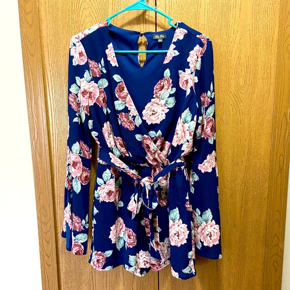Beautiful navy blue floral romper